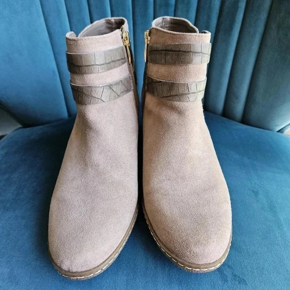 Franco Sarto Suede Wedge Ankle Boots - Taupe - Women's Size 8.5M - Picture 4 of 8